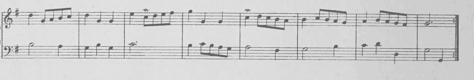 Minuet in G major, original edition, page 52, bars 9–16