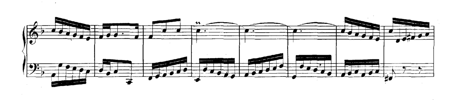 Invention No. 4 in D minor, original edition, page 21, bars 16–23