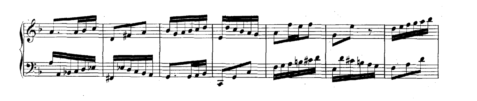 Invention No. 4 in D minor, original edition, page 21, bars 38–44