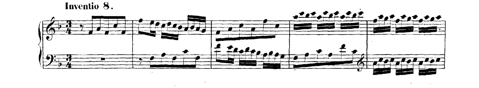 Invention No. 8 in F major, original edition, page 26, bars 1–5