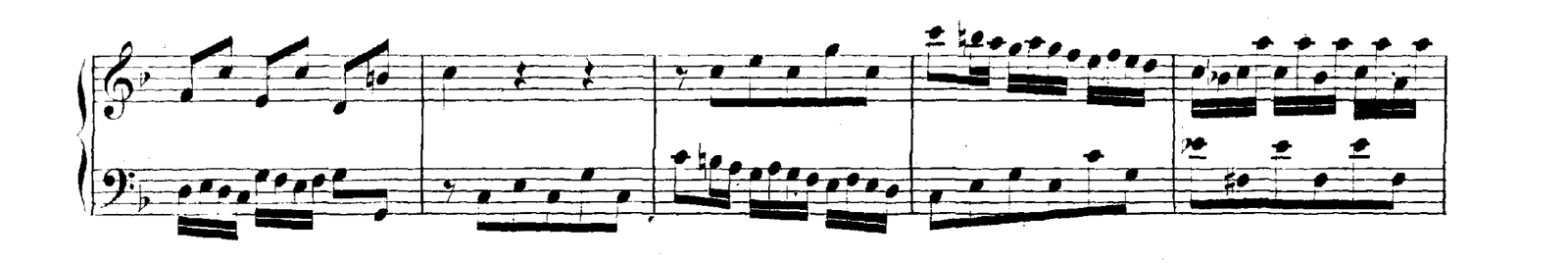 Invention No. 8 in F major, original edition, page 26, bars 11–15