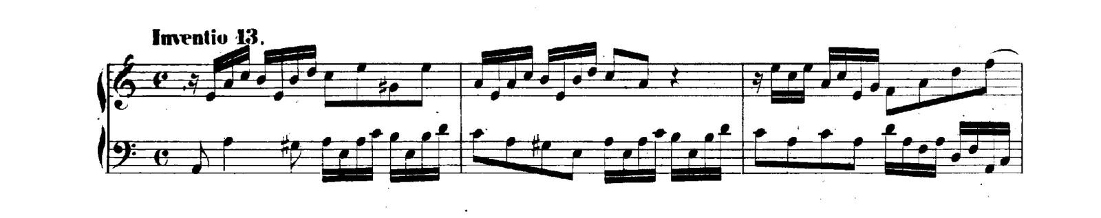 Invention No. 13 in A minor, original edition, page 31, bars 1–3