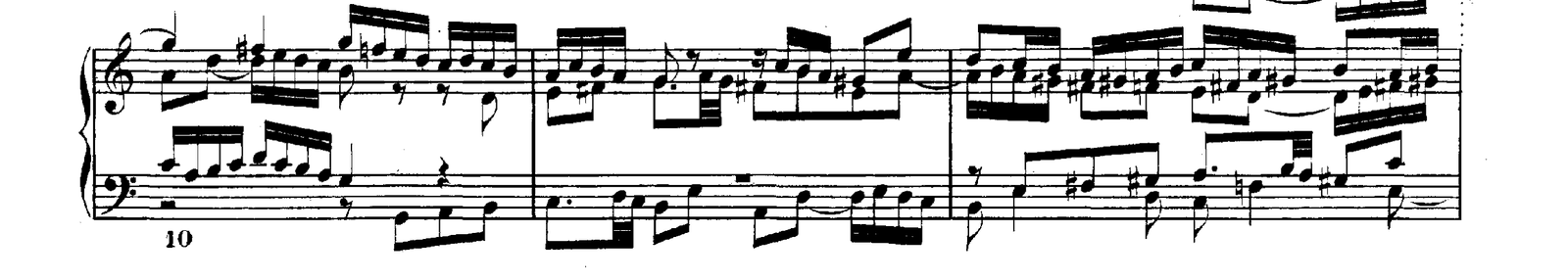 Fugue No. 1 in C major, original edition, page 43, bars 10–12