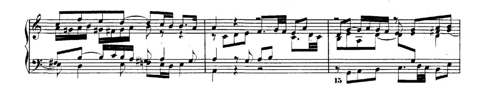 Fugue No. 1 in C major, original edition, page 43, bars 13–15