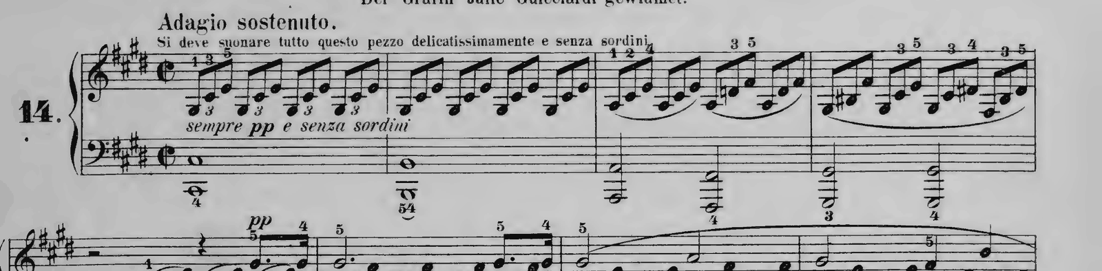Piano Sonata No. 14 in C# minor, Op. 27 No. 2 'Moonlight': I. Adagio sostenuto, original edition, page 167, bars 1–4