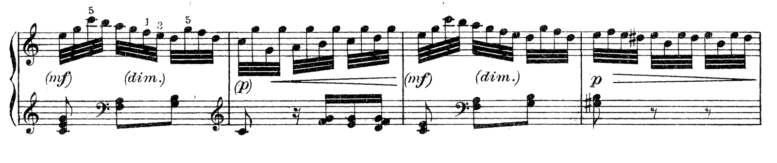 Für Elise (Bagatelle in A minor), original edition, page 131, bars 33–36