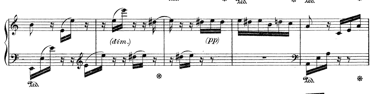 Für Elise (Bagatelle in A minor), original edition, page 133, bars 95–99
