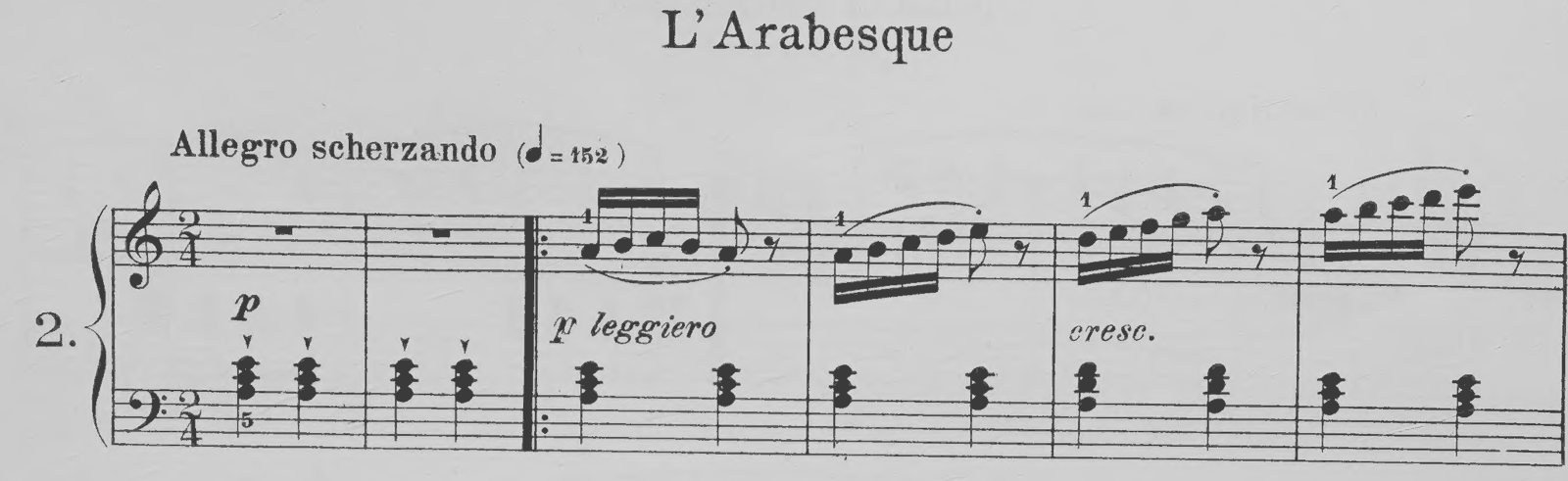 The opening of Burgmüller's Arabesque, Op. 100 No. 2, as engraved in the Schirmer edition