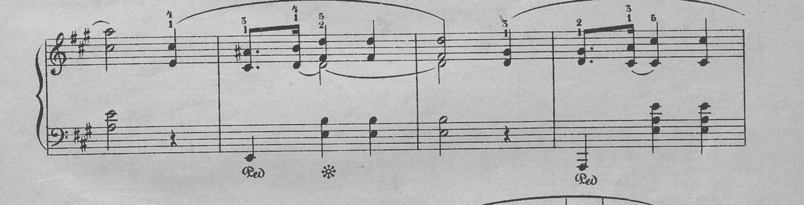 Prelude in A major, Op. 28 No. 7, original edition, page 13, bars 4–7