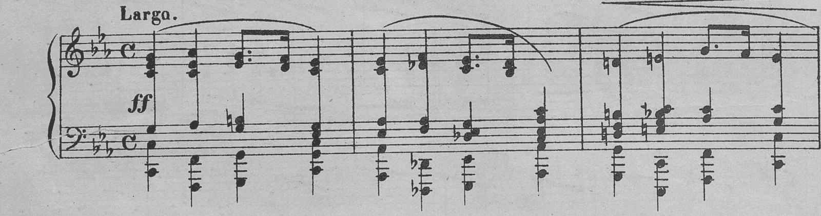 Prelude in C minor, Op. 28 No. 20, original edition, page 46, bars 1–3