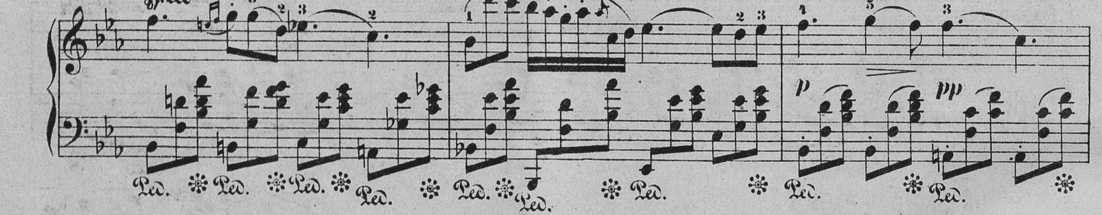 Nocturne in Eb major, Op. 9 No. 2, original edition, page 18, bars 7–9