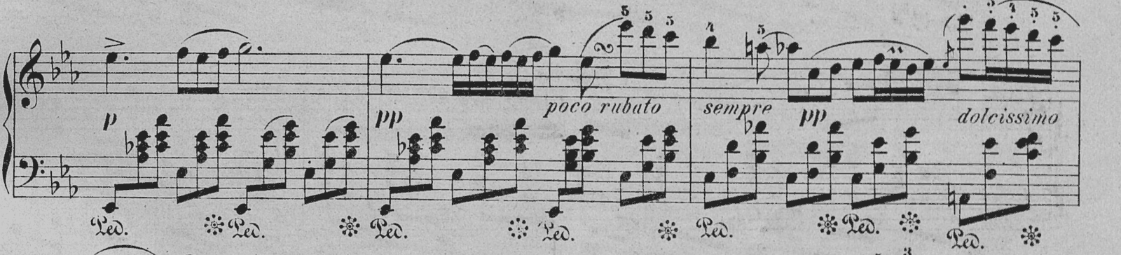 Nocturne in Eb major, Op. 9 No. 2, original edition, page 19, bars 25–27