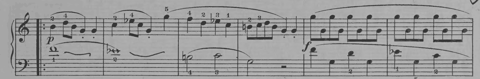 Sonatina No. 1 in C major, Op. 36 No. 1: I. Allegro, original edition, page 5, bars 16–21