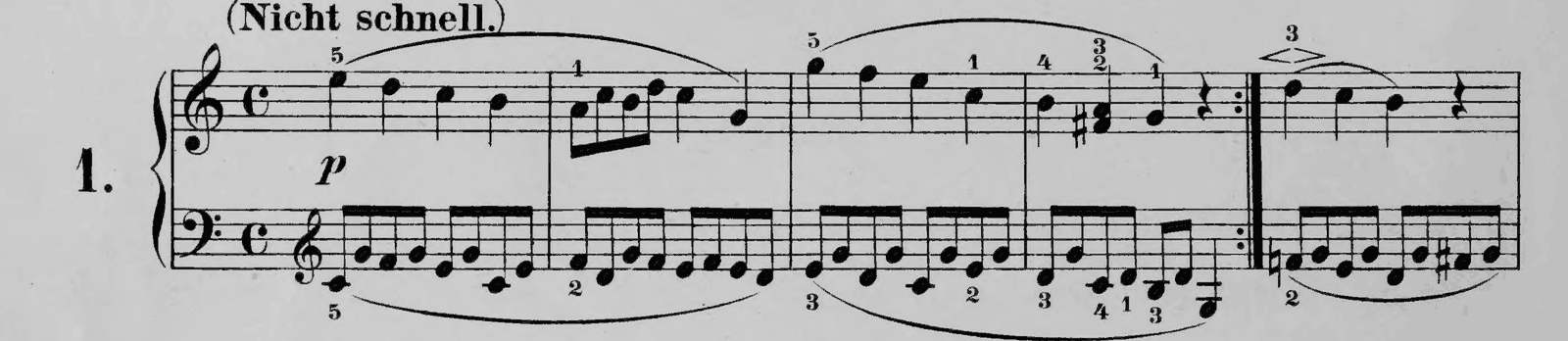 Melody (Album for the Young No. 1), original edition, page 10, bars 1–5