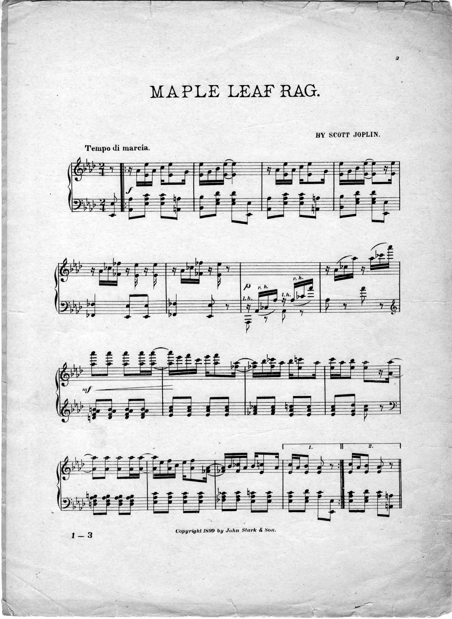 Maple Leaf Rag, original edition, page 3
